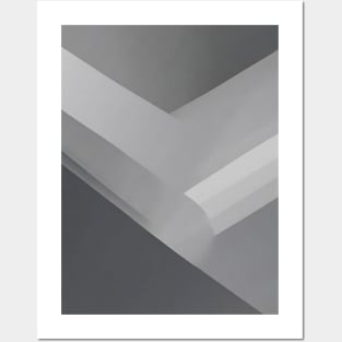 Abstract Gray and White Lines Posters and Art